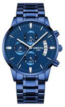 Relógio Nibosi 2309 Azul Em Aço Inoxidável Cronógrafo Funcional e Estojo Original