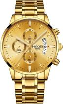Relógio Nibosi 2309 Dourado Em Aço Inoxidável Cronógrado funcional e Estojo Original