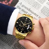 Relógio Nibosi Dourado Super Luxo Blindado com Cronômetro