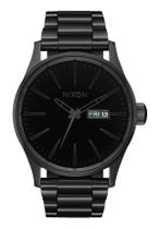 Relógio NIXON Sentry SS preto com pulseira de aço inoxidável