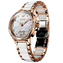 Relógio OLEVS Automático Feminino - Banhado a Ouro Rosa e Cerâmica