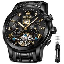 Relógio OLEVS Black Automatic Mechanical Tourbillon Masculino