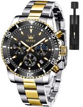 Relógio OLEVS Black Gold Classic Chronograph para homens com data Relógio OLEVS Black Gold Classic Chronograph para homens com data