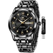 Relógio OLEVS Black Luxury Dress Analog Quartz para homens