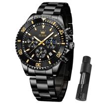 Relógio OLEVS Black Stainless Steel Big Face para homens