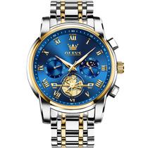 Relógio OLEVS Blue Analog Quartz em Aço Inoxidável para Homens