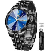 Relógio OLEVS Blue Black Waterproof Diamond para homens com data