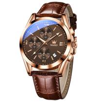 Relógio OLEVS Brown Quartz em Aço Inoxidável em Couro Masculino Relógio OLEVS Brown Quartz em Aço Inoxidável em Couro Masculino