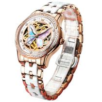 Relógio OLEVS Butterfly - Cerâmica Branca Automático Feminino