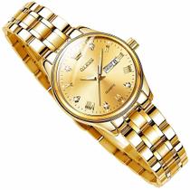 Relógio OLEVS Feminino - Aço Inoxidável Dourado e Impermeável