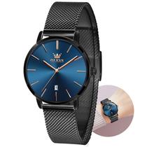 Relógio OLEVS Feminino - Design Elegante e Slim com Mostrador Azul e Calendário Relógio OLEVS Feminino - Design Elegante e Slim com Mostrador Azul e Calendário