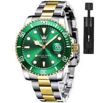 Relógio OLEVS Green Classic para homens com tâmara à prova d'água de 30 m