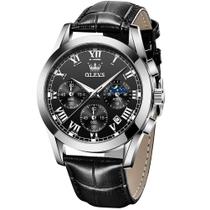 Relógio OLEVS Masculino Analógico Quartz Moon Phase em Couro Impermeável Relógio OLEVS Masculino Analógico Quartz Moon Phase em Couro Impermeável