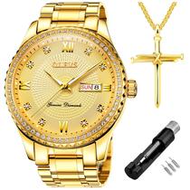 Relógio OLEVS Masculino - Luxo, Dourado e à Prova d'Água (30m) Relógio OLEVS Masculino - Luxo, Dourado e à Prova d'Água (30m)