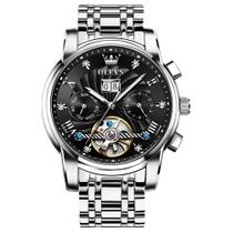 Relógio OLEVS Men Automatic Skeleton 5 Hands em aço inoxidável