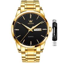 Relógio OLEVS Men Gold Business Dress Analog Quartz Steel