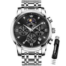 Relógio OLEVS Men Luxury Dress Moon Phase Chronograph Black