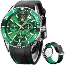 Relógio OLEVS Moon Phase Verde - Aço Inoxidável Masculino