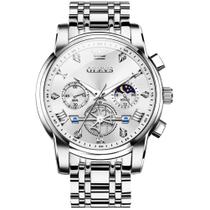 Relógio OLEVS Silver Luxury Classic Fashion Moon Phase Masculino