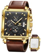 Relógio OLEVS Square Chronograph Fashion Business para homens