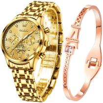 Relógio OLEVS Women Chronograph à prova d'água com conjunto de pulseiras