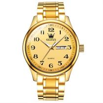 Relógio OLEVS Yellow Gold Stainless Steel Quartz para homens