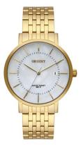 Relogio orient analogico branco metal dourado fgss1164 b1kx
