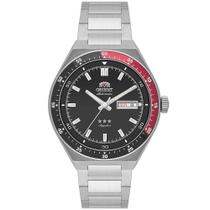 Relógio Orient Automático 3 Estrelas Heritage Prateado Preto Vermelho