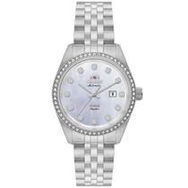 Relogio orient automatico branco metal prata nh5ss001 b1sx