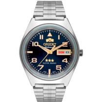 Relogio Orient Automatico Masculino 3 estrelas aço inox mostrador azul 469SS083F