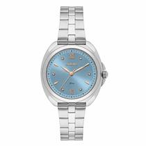 Relógio Orient Feminino Analógico Aço Prata Mostrador Azul Com Cristais 32mm FBSS0158D3SX
