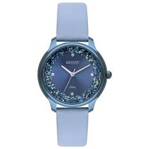 Relógio ORIENT feminino azul couro pedras FASC0002 D1AX