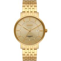 Relogio Orient Feminino Dourado banhado folheado minimalista médio social luxo a prova dagua FGSS1163 C1KX