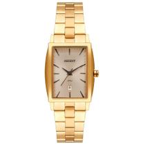 Relogio Orient feminino dourado quadrado pequeno retangular banhado social classico LGSS1015 C1KX