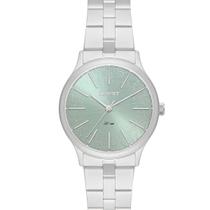 Relogio Orient feminino prata pequeno verde claro minimalista a prova de agua prateado FBSS0143 F1SX