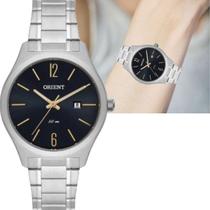 Relógio Orient Feminino Prateado Mostrador Preto Original Prova dÁgua FBSS1142 G2SX