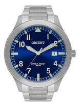 Relógio Orient Masculino Aço Inóx Prova Dagua 50 Metros Calendário Prata Fundo Azul MBSS1361 D2SX