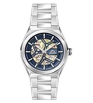 Relógio Orient Masculino Analógico Automático Skeleton Aço Prata Fundo Azul 42mm NH7SS006 D1SX