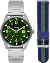 Relógio Orient Masculino Analógico Clássico Aço Prata Mostrador Verde MBSS1453E2SX Duas Pulseiras Relógio Orient Masculino Analógico Clássico Aço Prata Mostrador Verde MBSS1453E2SX Duas Pulseiras