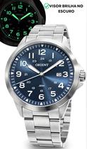 Relógio Orient Masculino Analógico De Pulso Esportivo Casual Quartz Prateado Em Aço Inoxidável A Prova Dágua Em 50 Metros Com Calendário Original