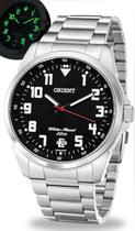 Relógio Orient Masculino Analógico Esportivo Prata De Pulso Em Aço Inoxidável A Prova DÁgua em 50 Metros Com Efeito Fosforescente Original
