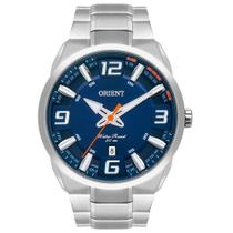 Relógio ORIENT masculino analógico prata azul MBSS1359 D2SX