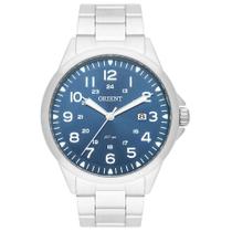 Relógio ORIENT masculino analógico prata azul MBSS1380 D2SX