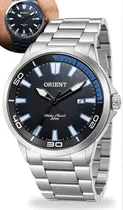 Relógio Orient Masculino Analógico Quartz De Pulso Esportivo Casual Prateado Em Aço Inoxidável A Prova Dágua Em 50 Metros Original