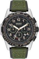 Relógio Orient Masculino Analógico Solar Elite Air Aço Safira Pulseira Nylon Verde MBSNC007 P2EX Relógio Orient Masculino Analógico Solar Elite Air Aço Safira Pulseira Nylon Verde MBSNC007 P2EX