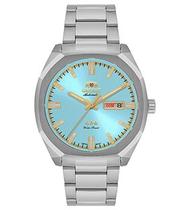 Relógio Orient Masculino Automático 3 Estrelas Aço Prata Fundo Azul Calendário Duplo NH3SS008