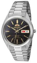 Relógio Orient Masculino Automático 3 Estrelas Prata Fundo Black 469WA3NHP1SX Original