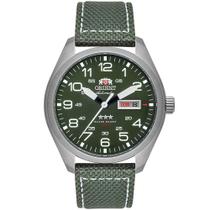 Relógio Orient Masculino Automático - Clássico Prata com Mostrador Verde e Pulseira de Nylon Verde