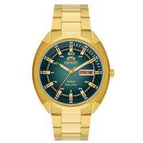 Relogio Orient Masculino Automatico dourado mostrador verde banhado folheado NH3GG006 E1KX