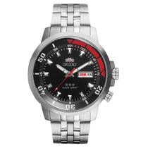 Relogio Orient Masculino Automatico prata preto grande tres estrelas prateado 2 chaves 469SS058NH P1SX